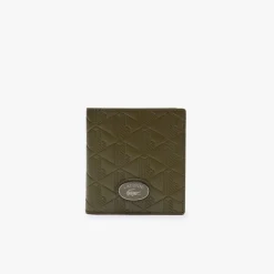 Lacoste Nomogramme Compact Leather Billfold in Green