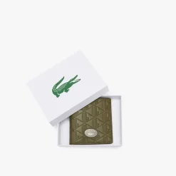 Lacoste Nomogramme Compact Leather Billfold in Green