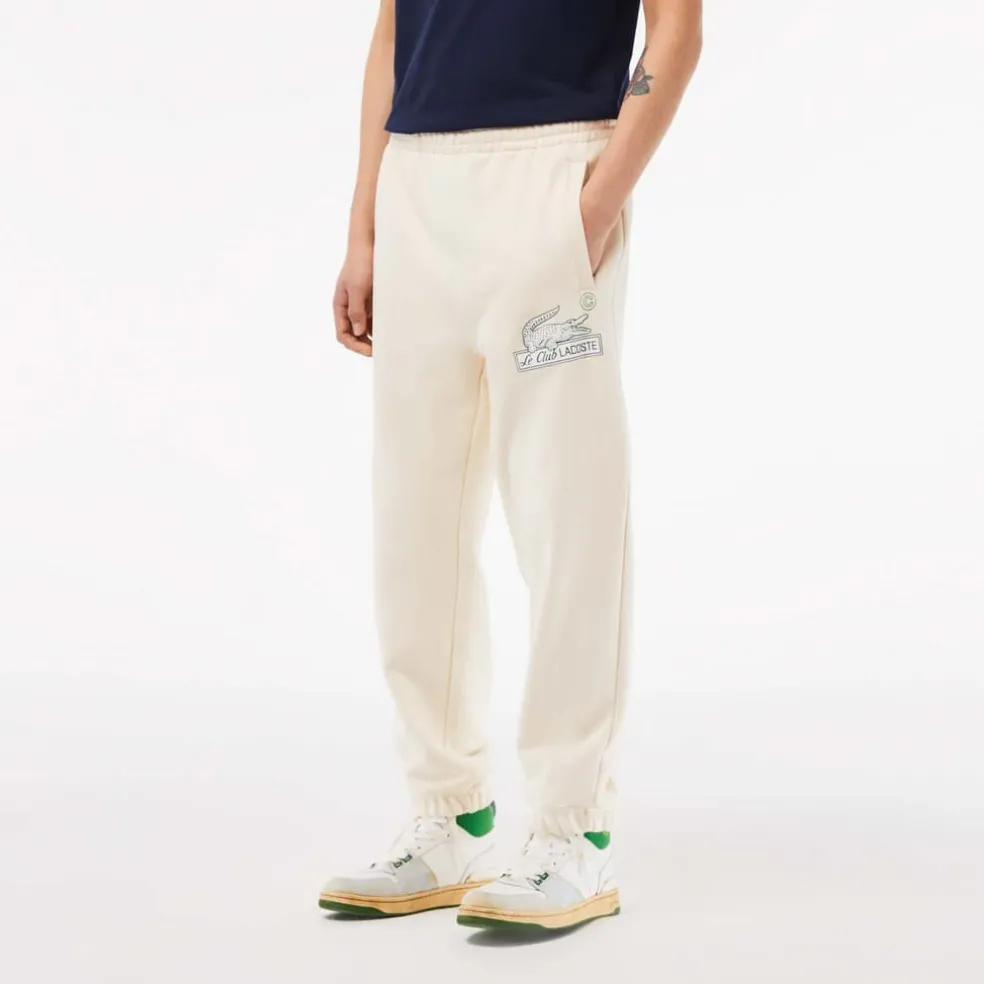 Lacoste Organic Cotton Track Pants in Cream