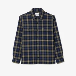 Lacoste Oversize Checked Overshirt in Navy