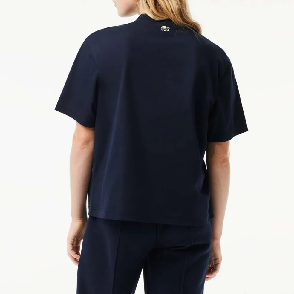 Lacoste Oversized Cotton Tennis Embroidery T-Shirt in Blue