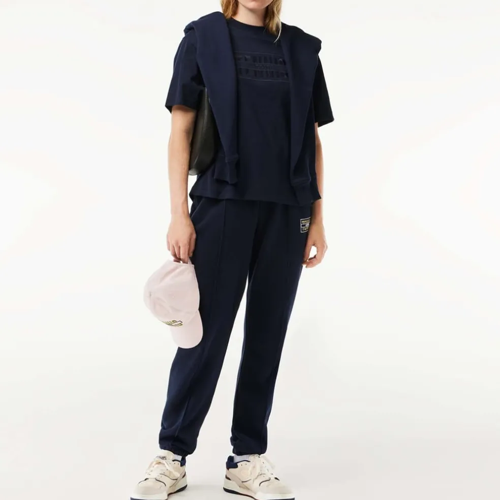 Lacoste Oversized Cotton Tennis Embroidery T-Shirt in Blue