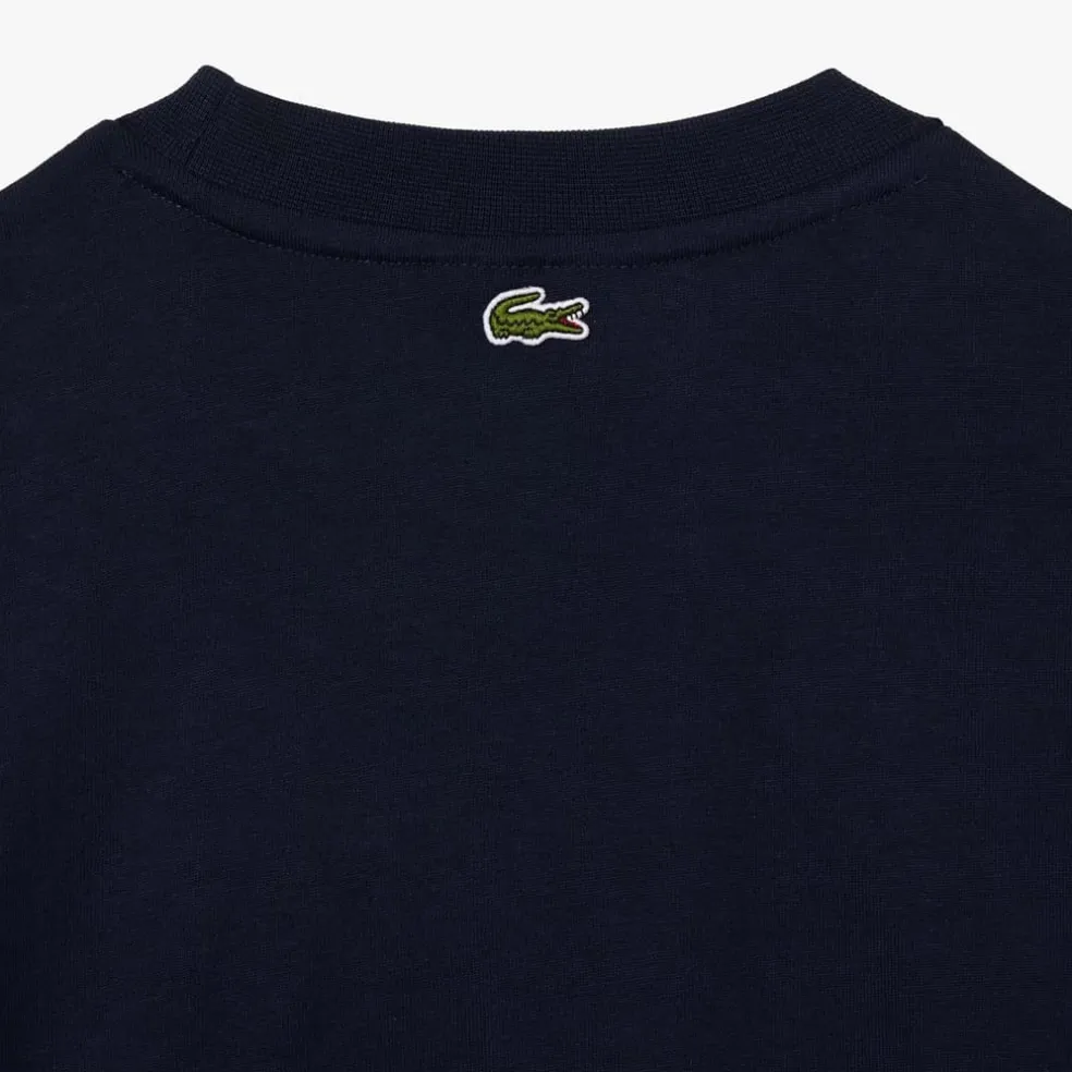 Lacoste Oversized Cotton Tennis Embroidery T-Shirt in Blue