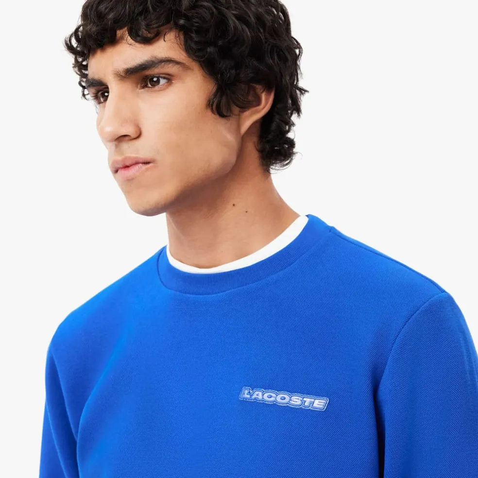 Lacoste Piqué Badge Accent Sweatshirt in Blue