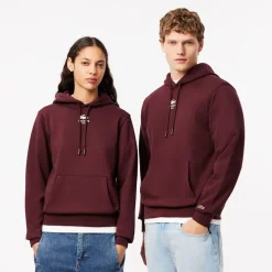 Lacoste Print Hoodie in red maroon