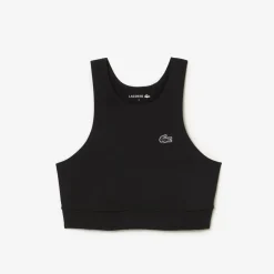 Lacoste Quick-Dry Recycled Polyamide Stretch Bra in Black