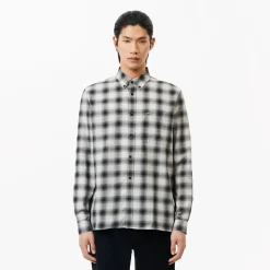 Lacoste Regular Fit Flannel Shirt in Black-White