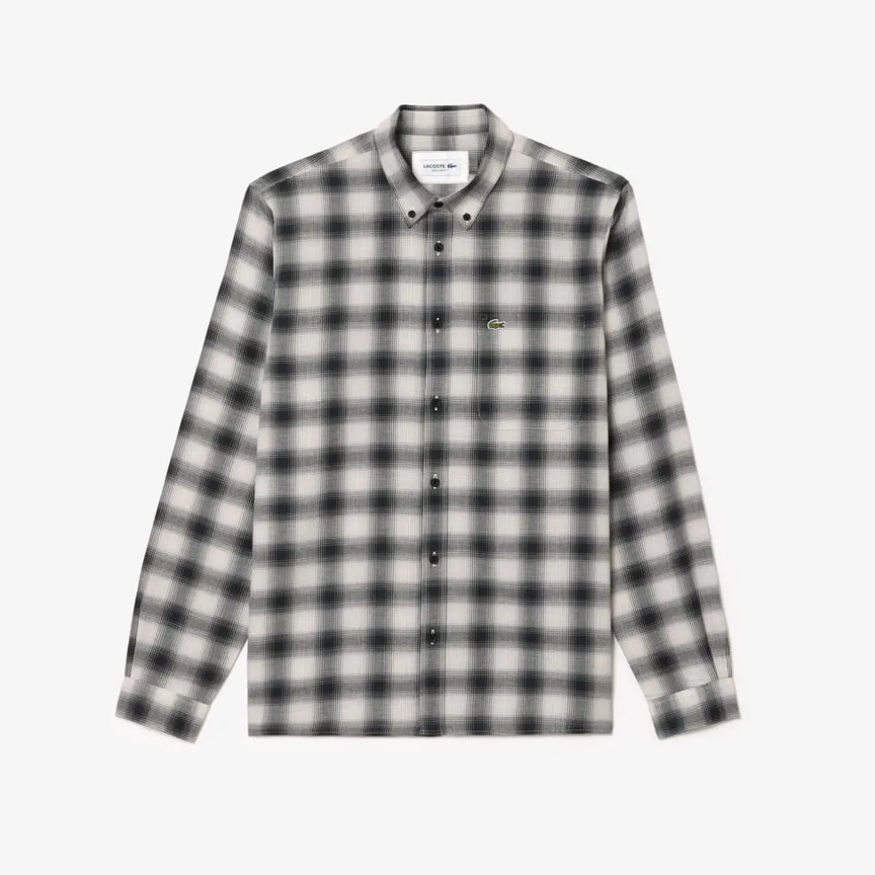 Lacoste Regular Fit Flannel Shirt in Black-White