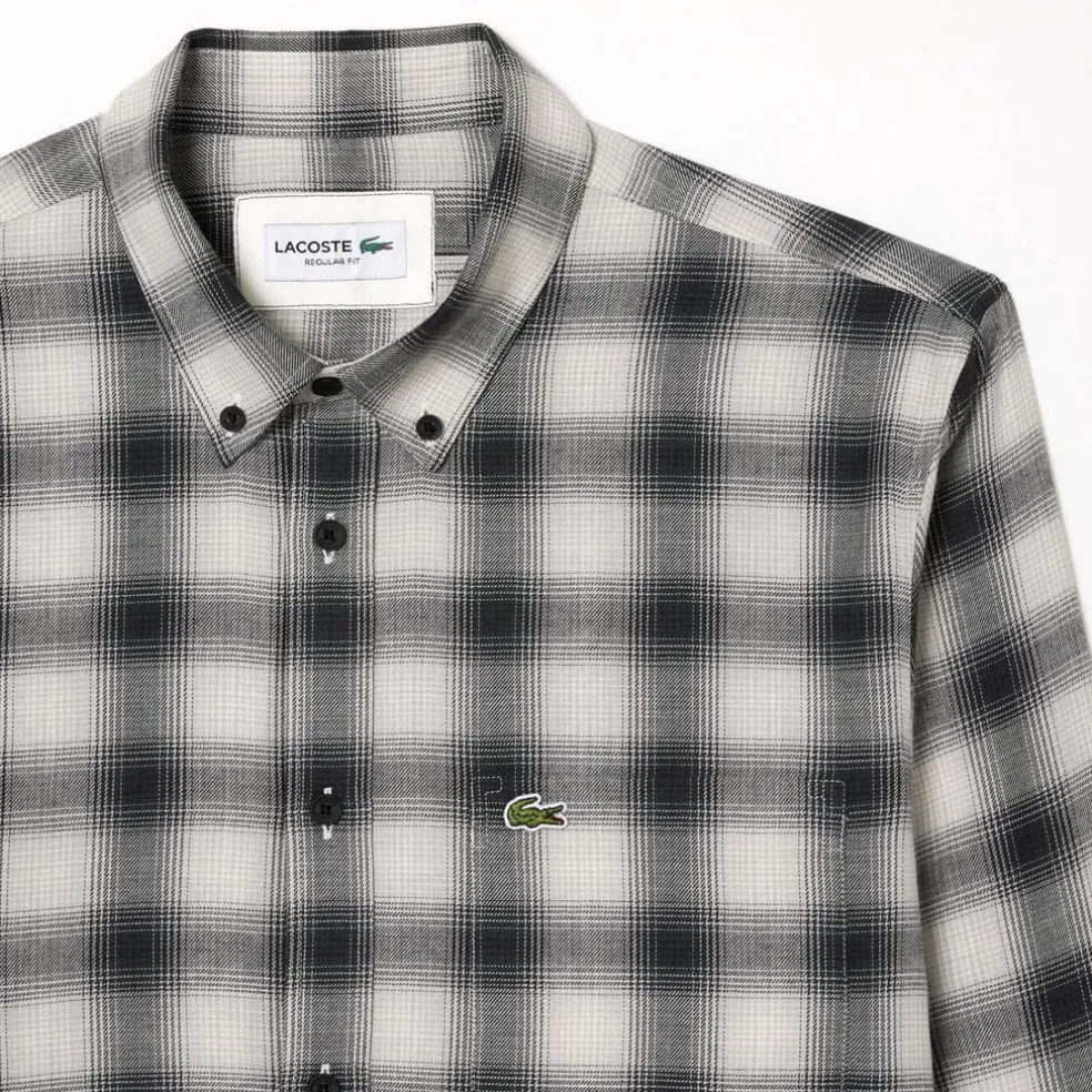 Lacoste Regular Fit Flannel Shirt in Black-White