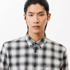 Lacoste Regular Fit Flannel Shirt in Black-White