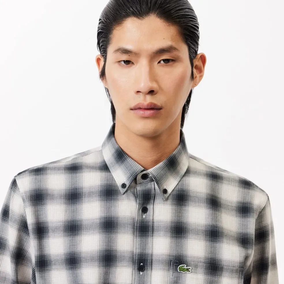 Lacoste Regular Fit Flannel Shirt in Black-White