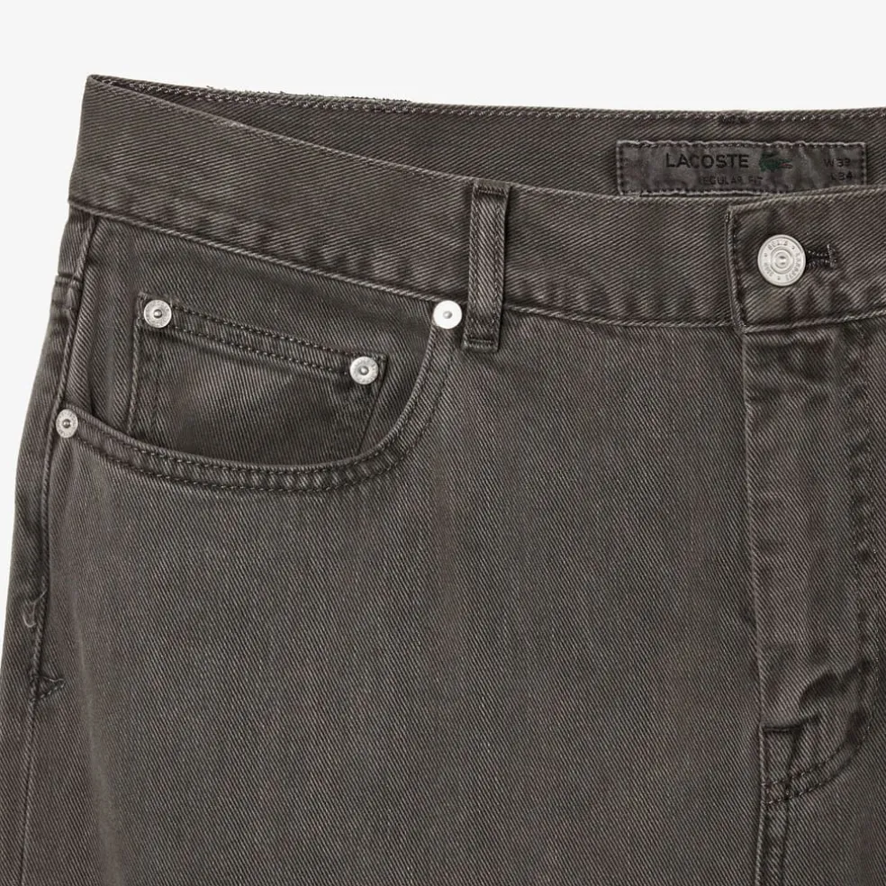 Lacoste Regular Fit Mineral Dyed Cotton Jeans in Grey