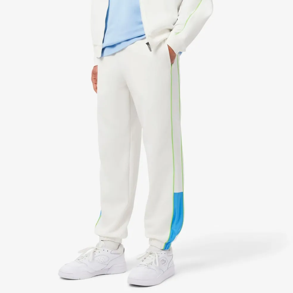Lacoste Regular Fit Piqué Sweatpants in White blue