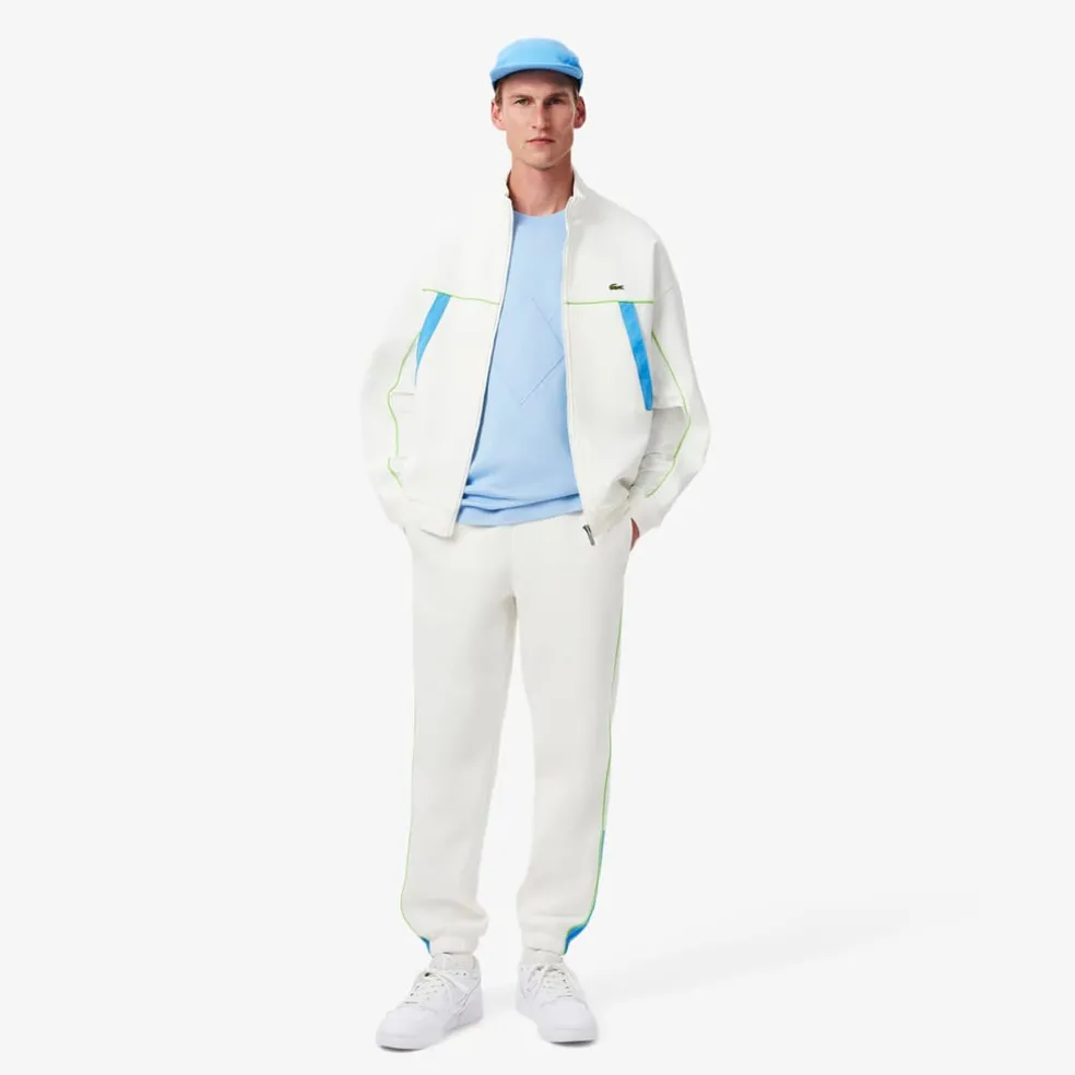 Lacoste Regular Fit Piqué Sweatpants in White blue
