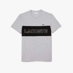 Lacoste Regular-Fit Colour Block Print T-Shirt in Multi colour
