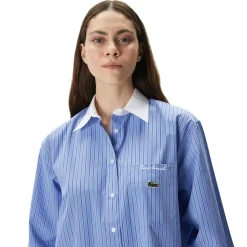 Lacoste Relaxed Fit Long Sleeve Shirt in Blue