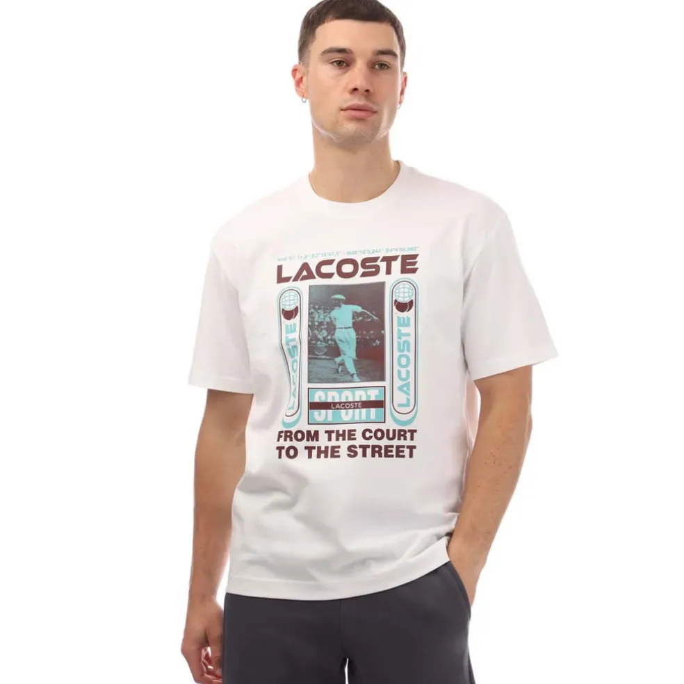Lacoste Relaxed Fit René Print T-Shirt in White