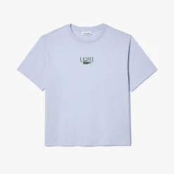 Lacoste Relaxed-Fit Printed Cotton T-Shirt in Blue