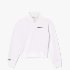 Lacoste Relaxed-Fit Zip-Up Print Sweatshirt in White