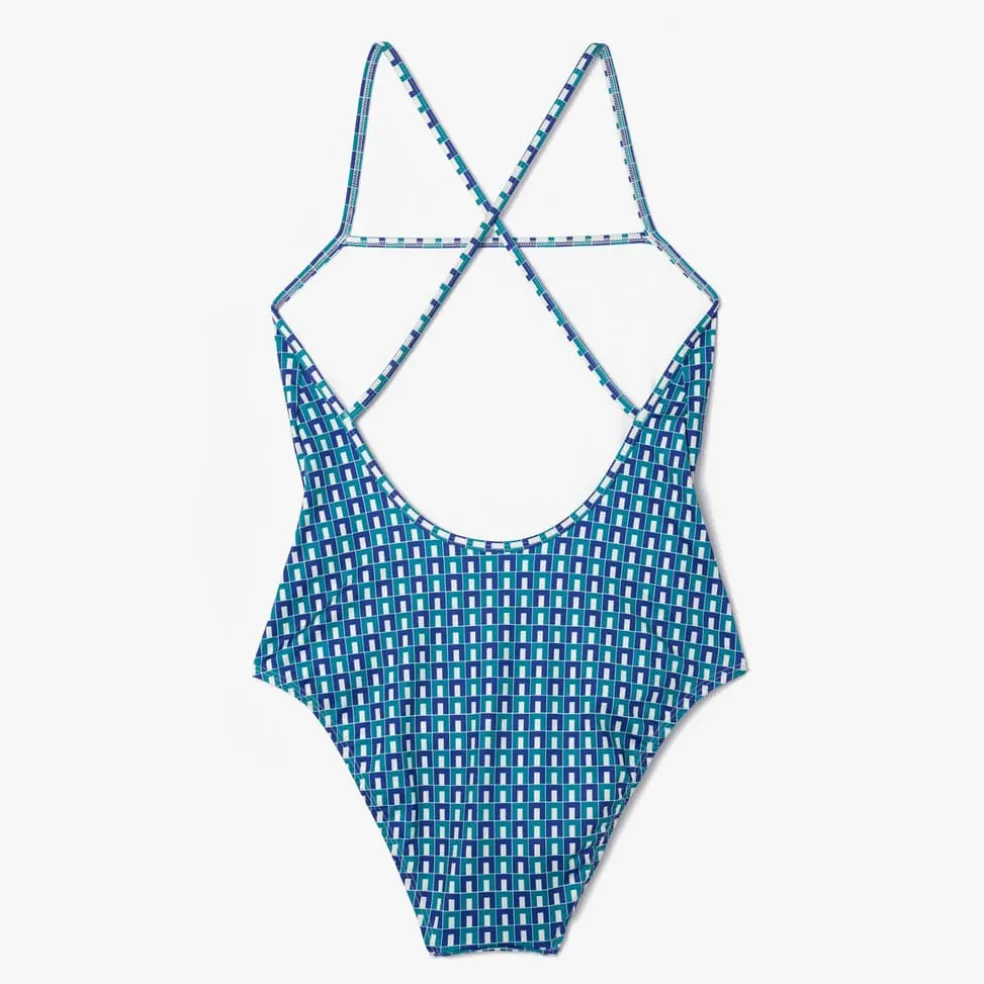 Lacoste Robert George Print One-Piece Swimsuit in Multi colour