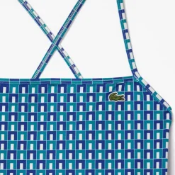 Lacoste Robert George Print One-Piece Swimsuit in Multi colour