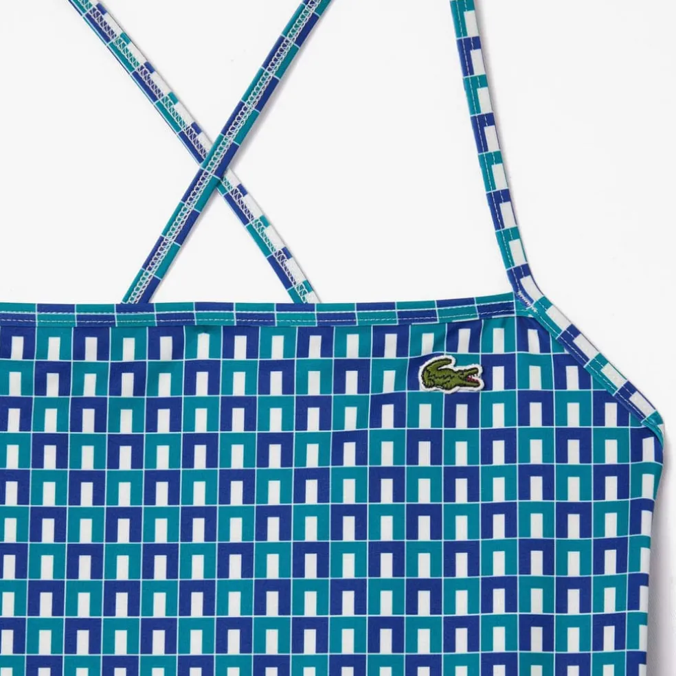 Lacoste Robert George Print One-Piece Swimsuit in Multi colour