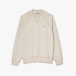 Lacoste Round Neck Organic Cotton Sweatshirt in Beige