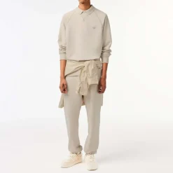 Lacoste Round Neck Organic Cotton Sweatshirt in Beige