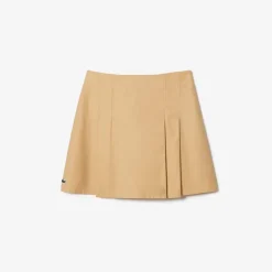 Lacoste Short Pleated Cotton Skirt in Beige