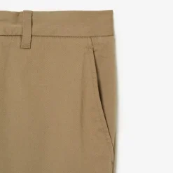Lacoste Skinny Fit Stretch Cotton Chinos in Brown