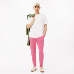 Lacoste Slim Fit Organic Cotton Joggers in Pink