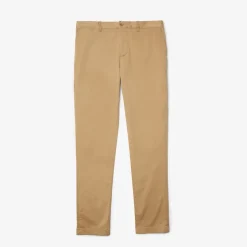 Lacoste Slim Fit Stretch Cotton Chinos in Beige