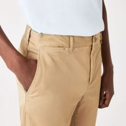 Lacoste Slim Fit Stretch Cotton Chinos in Beige