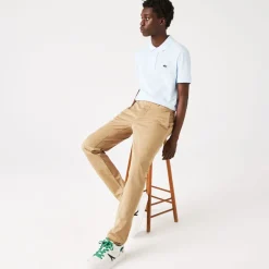 Lacoste Slim Fit Stretch Cotton Chinos in Beige