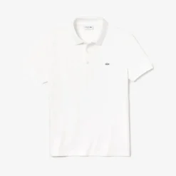 Lacoste Slim Fit Stretch Mini Piqué Polo Shirt in White