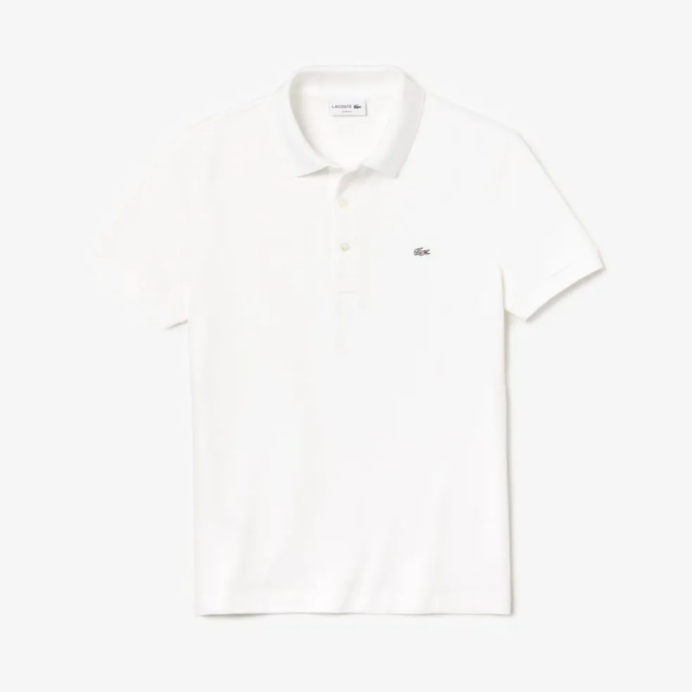 Lacoste Slim Fit Stretch Mini Piqué Polo Shirt in White