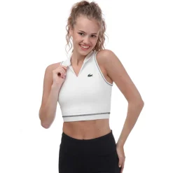 Lacoste Sport Polo Style Sports Bra in White