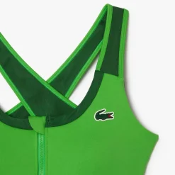 Lacoste Sport Sport Zipped Colour Block Stretch Bralette in Green