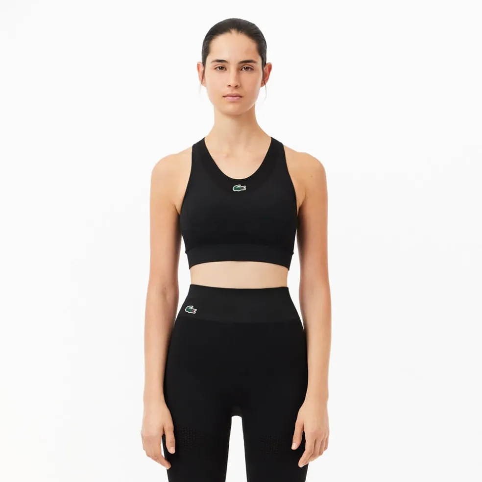 Lacoste Sport Stretch Removable Padded Bralette in Black