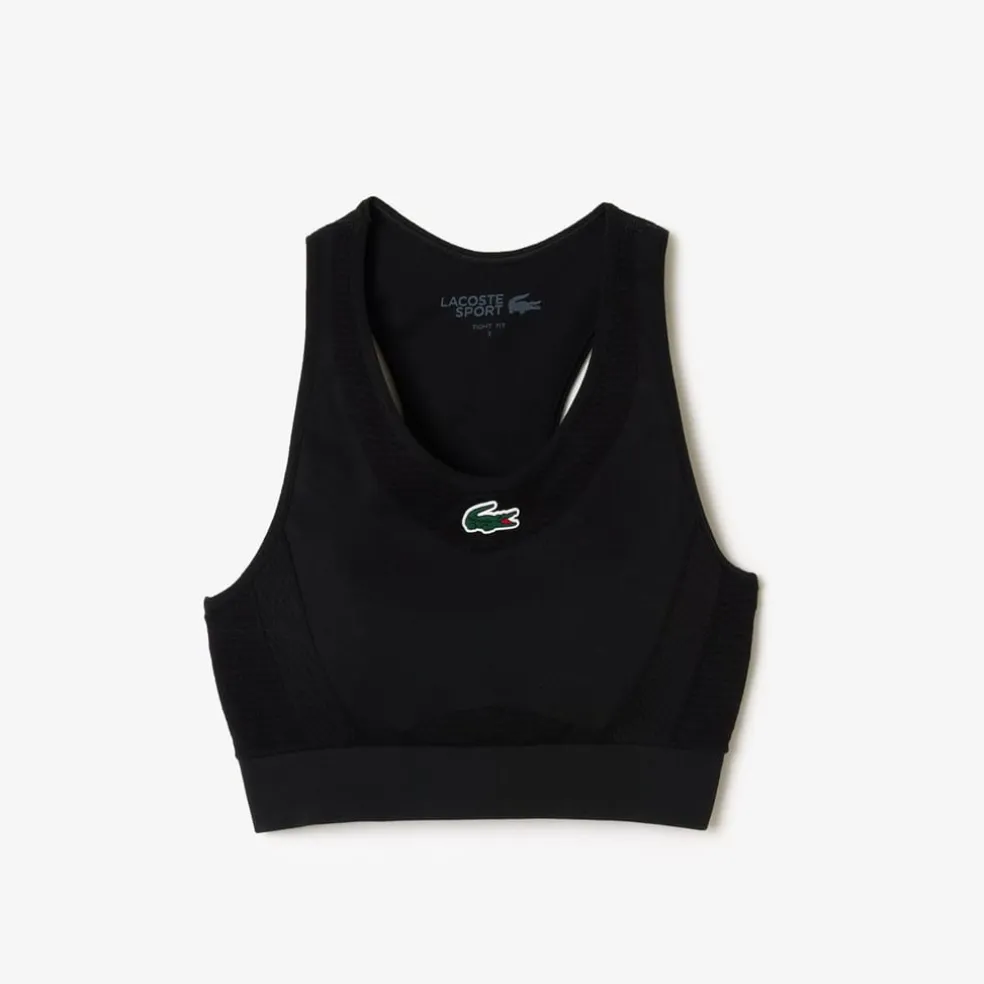 Lacoste Sport Stretch Removable Padded Bralette in Black