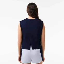 Lacoste Sport Ultra Dry Cotton Sport Crop Top in Blue