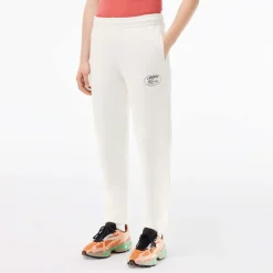 Lacoste Straight Leg Embroidered Sweatpants in Cream