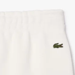 Lacoste Straight Leg Embroidered Sweatpants in Cream