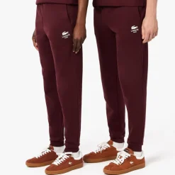 Lacoste Tapered Leg Sweatpants in red maroon