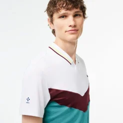 Lacoste Tennis X Danii Medvedev Seamless Polo Shirt in White blue
