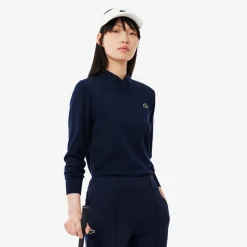 Lacoste V-Neck Regular Fit Long Sleeve Sweater in Purple