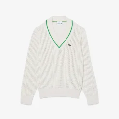 Lacoste V-Neck Regular Fit Sweater in White