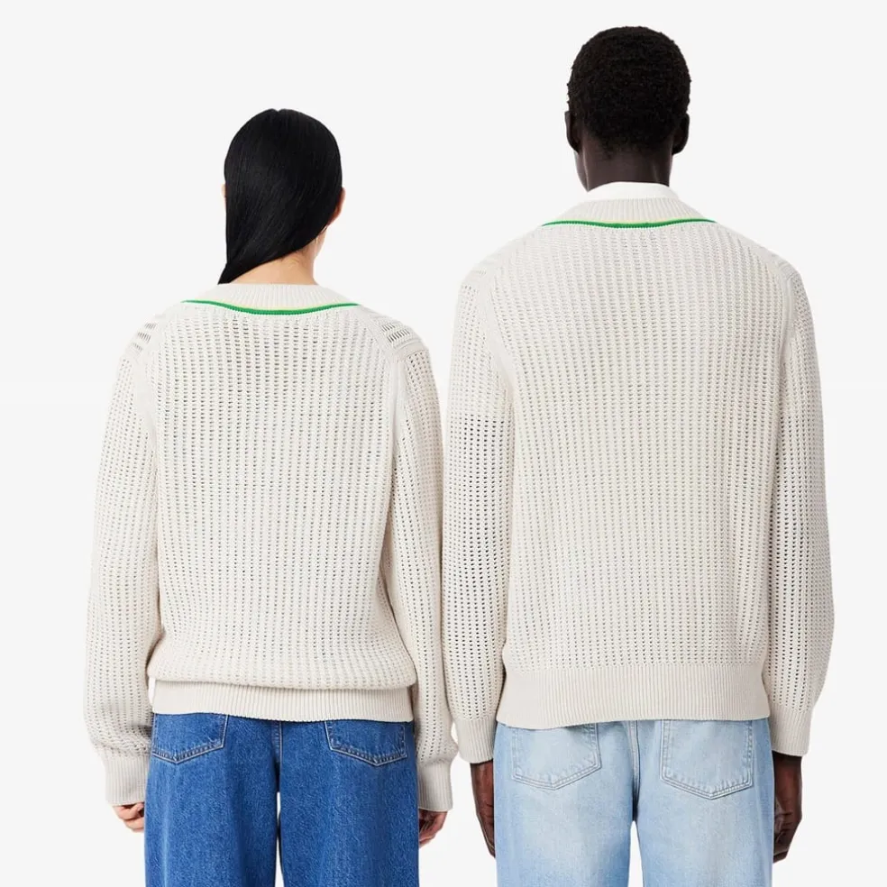 Lacoste V-Neck Regular Fit Sweater in White