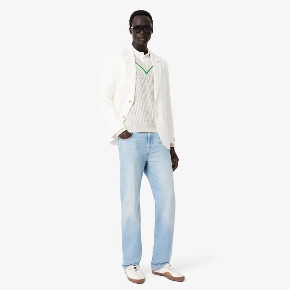 Lacoste V-Neck Regular Fit Sweater in White