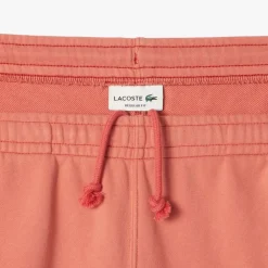 Lacoste Washed Effect Printed Fleece Shorts in Red